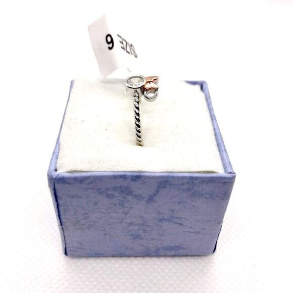 𝅺SIZE 6 925 Minnie Mouse Braided Ring Rose Gold Bow - Picture 3 of 11